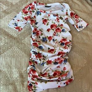 Pinkblush white maternity scrunch dress